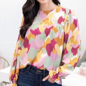 Boutique multicolor blouse.  Size XL, very flowy.  29 length